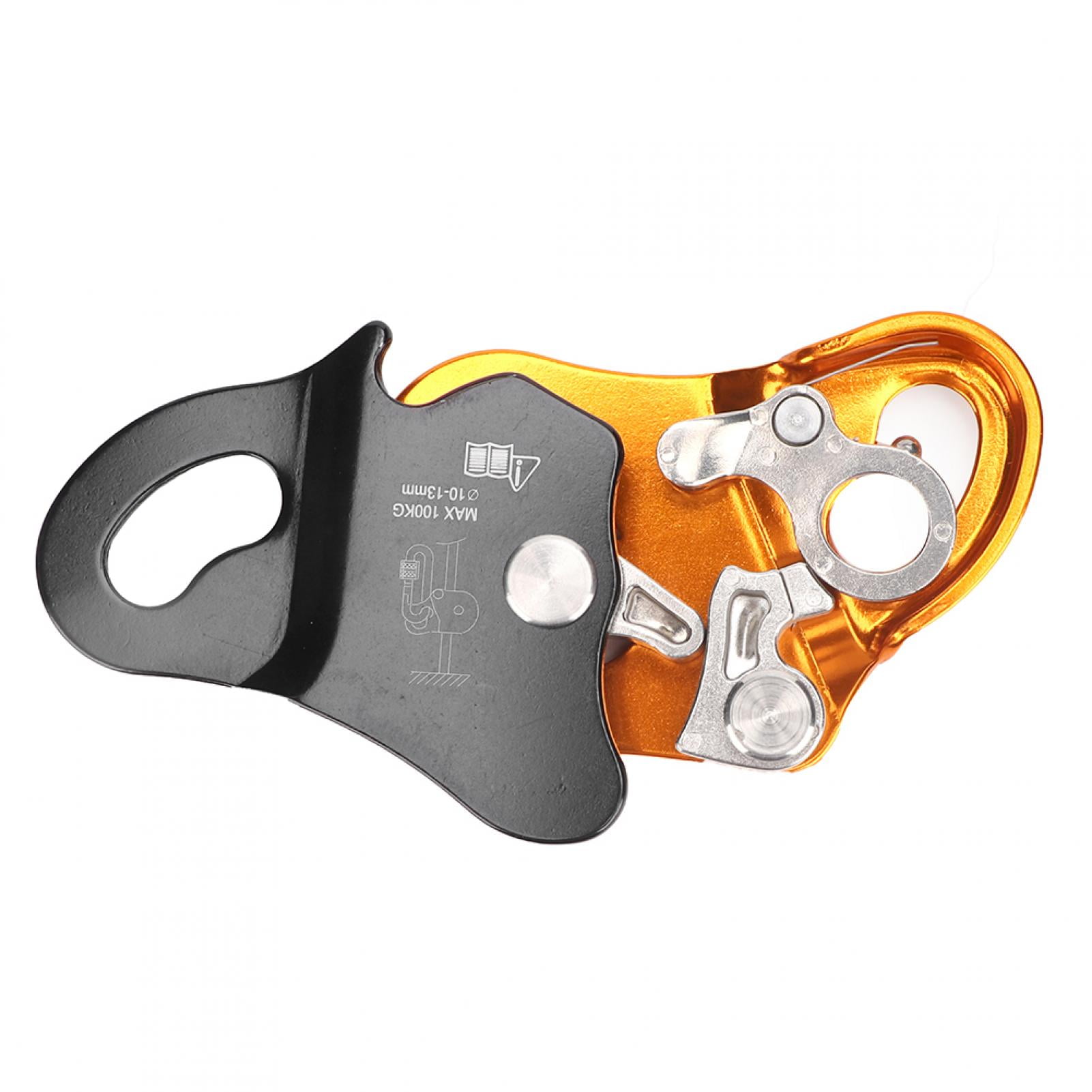 Nieyigj Outdoor Climbing Grab Rope Self Locking Fall Protection Safety Rope Protector, Aluminum-Magnesium Alloy Belay Device For Rock Climbing & Rappelling, Orange, 3.94 inches / 10.00 cm