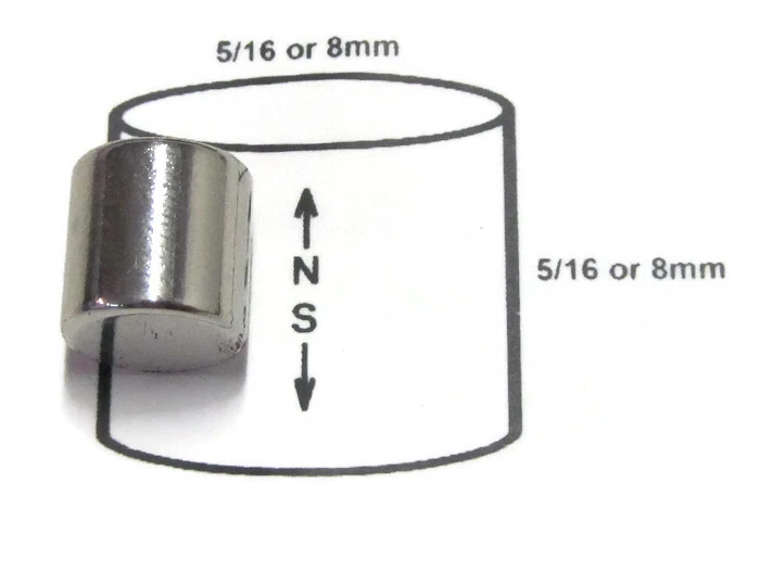 5/16X5/16 N52 Cylinder Magnet 8Mm 12 Pack Rare Earth Neodymium .313 Inch 6 Lbs
