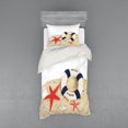 thumbnail image 2 of Ambesonne Scenery Bedding Set 4 Pcs, Shells Starfishes Sea, Queen, Navy Blue Eggshell Red, 2 of 3