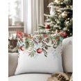 thumbnail image 3 of Christmas Decorative Throw Pillow Covers 16x16 Inch Set of 2 Poinsettia Red Berry Pillow Cases for Couch, Christmas Balls Cushion Case for Living Room Bedroom Bed Car Chair, 3 of 8