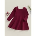 thumbnail image 3 of Bagilaanoe Toddler Baby Girl Fall Dress Long Sleeve A-line Skater Dresses 6M 12M 2T 3T 4T 5T 6T Kids Casual Solid Color Clothes, 3 of 8