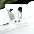 thumbnail image 3 of Rosec Jewels Real Round Amethyst Solitaire Stud Earrings with Diamond - 2.4 Ct- Vintage Earrings for Women - with Jewelry Box, 14K Yellow Gold, 3 of 6