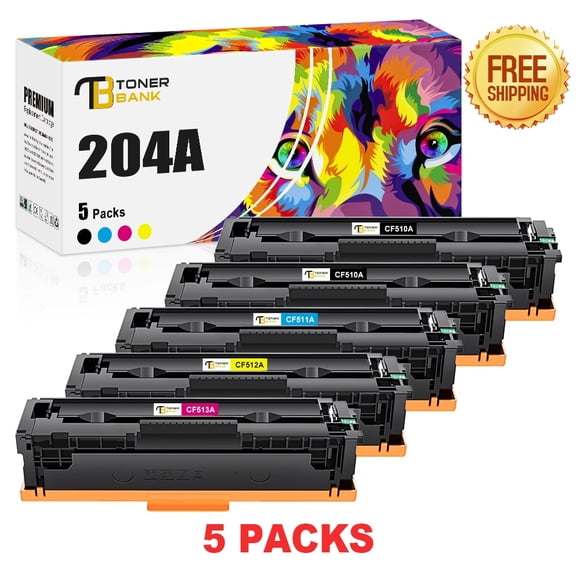 Toner Bank 5-Pack Compatible Toner Replacement for CF510A CF511A CF512A CF513A Color LaserJet Pro-M154a M154nw MFP-M180n M180nw M181f Printer Ink 2x Black, Cyan, Magenta, Yellow