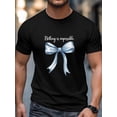 thumbnail image 4 of Men's T-Shirt Blue Bow Nothing Is Impossible Short Sleeve Casual Tee Classic Crew Neck T-Shirt for Men, Black L, 4 of 6