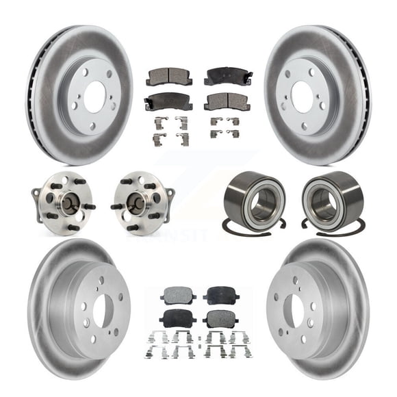 Transit Auto Roulements de Moyeu de Roue avant Arrière avec Rotors de Frein à Disque Enduits et Kit de Plaquettes en Céramique (10 Pcs) pour Voiture Toyota Camry Solara Lexus ES300 - Côté Gauche Droit (Conducteur Passager) KBB-108391