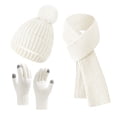 thumbnail image 2 of JMKQLZ Knitted Beanie Hat Scarf Gloves Set, Fleece Lined Winter Hat with Pom Pom, Long Knit Scarf Touchscreen Gloves for Cold Weather for Women Men, 2 of 3