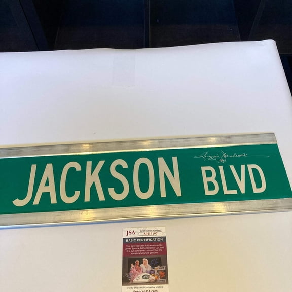 Reggie Jackson Signed 6x30 Street Sign Reggie Jackson BLVD JSA COA