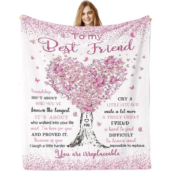 Sunyuer Best Friend Birthday Gifts, Bestie Gifts Blanket 60"x 50", BFF Gifts, Soul Sister Graduation Gifts Ideas for Women, Friendship Unique Gifts, My Best Friend Blanket