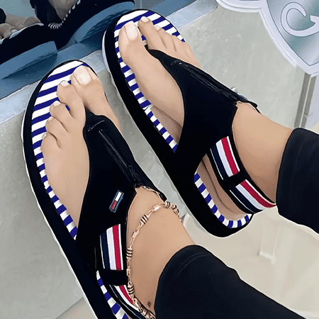 

Open Toe Flip Flops Slippers Lightweight Thick Sole Ankle Straps Buckle Sandals Women‘s Footwear