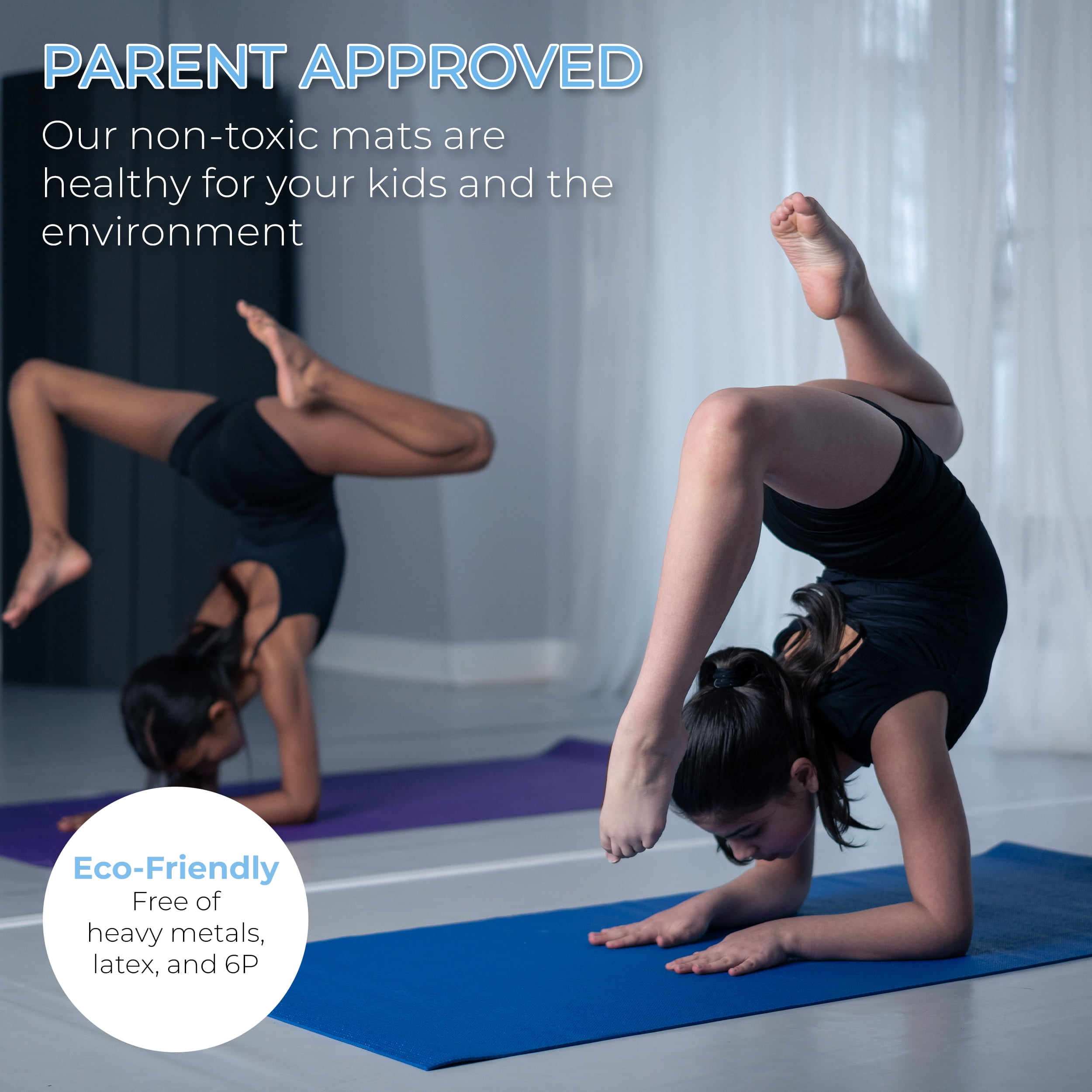 Hello Fit Kids Short Yoga Mat, Non-Toxic Bulk Exercise Mats, Non-Slip, 10 Pack, Assorted