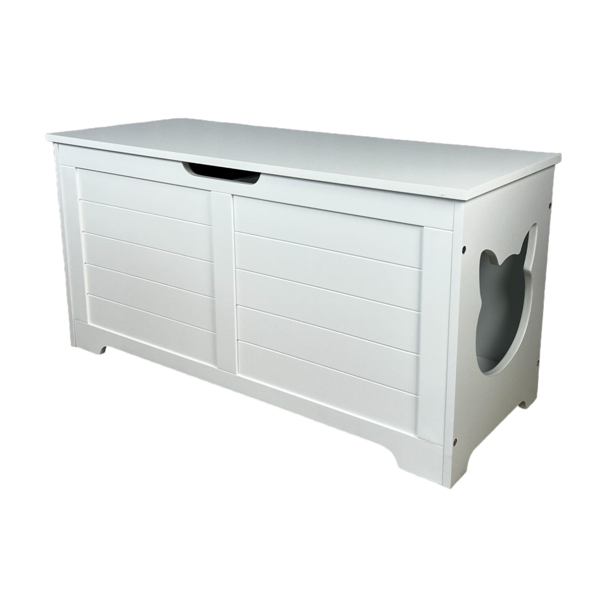 Jopath Cat Litter Box Enclosure for 2 Cats, Hideaway Litter Box,39.4" Top open Cat Litter Box Enclosure Furniture, Cabinet for Large Cat, Double Rooms, White