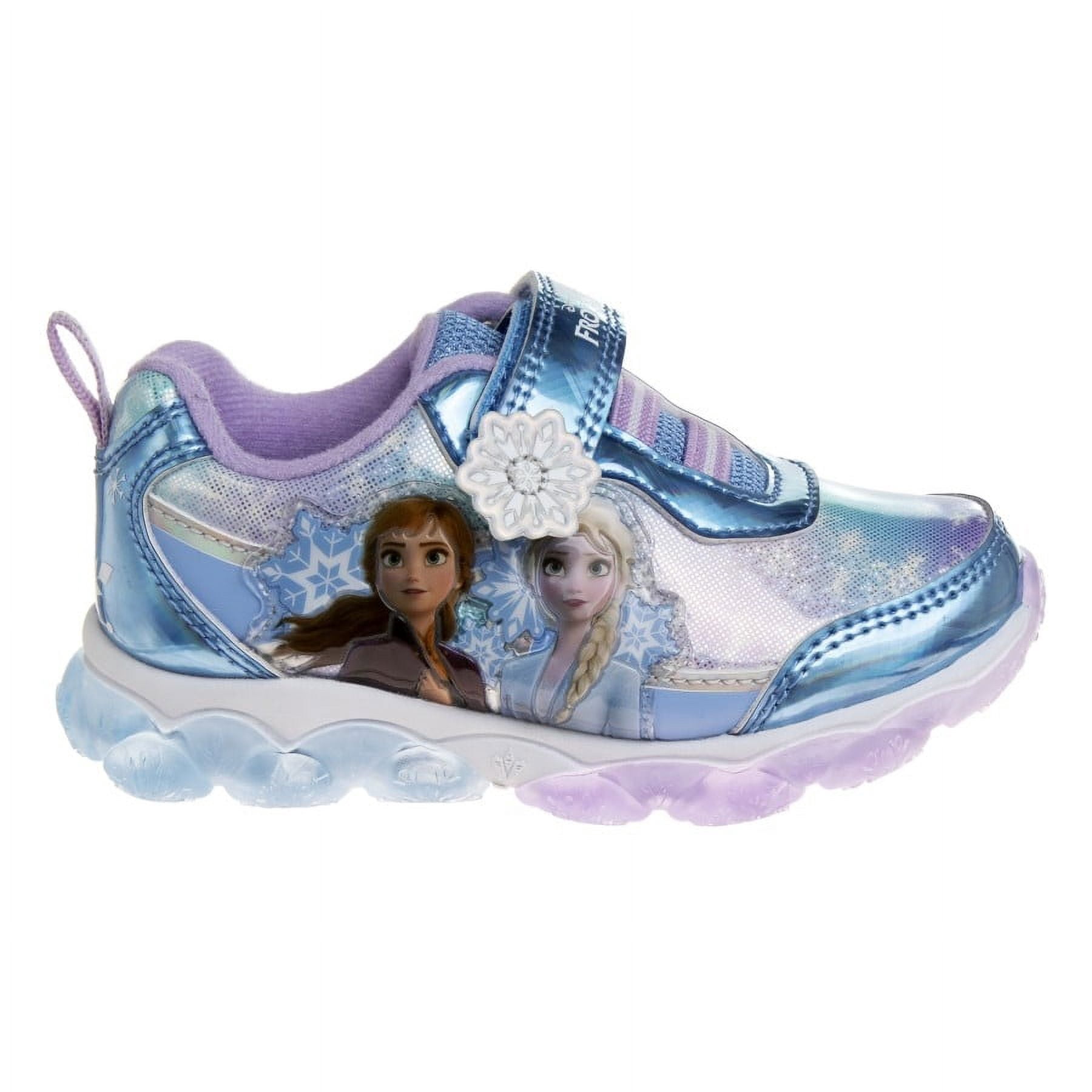Disney Frozen Toddler Girls Sneakers with 4 White Lights, Blue, Size: 10