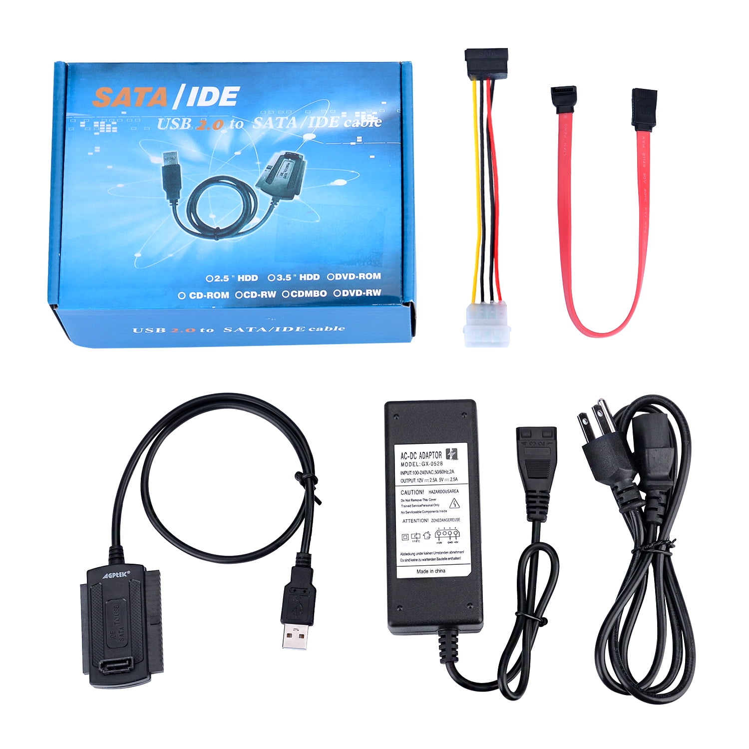 AGPtek NEW USB 2.0 to 2.5" IDE Hard Drive Converter Adapter Cable + AC Power - Walmart.com