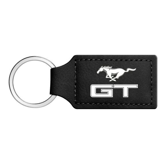 iPick Image for Ford Mustang GT Rectangular Black Leatherette Key Chain, Official Licensed