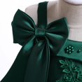thumbnail image 6 of Girls Spaghetti Strap Dress, Thin Strap Flower Girl Dress with Floral Print, Elegant Tulle Party Gown for Wedding, Birthday and Special Occasions, Age 3-12 Years Blackish Green 110, 6 of 8