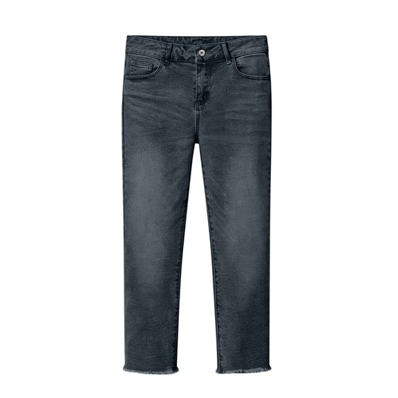 CHUMUD Skinny Jeans for Women Slim Leg Trendy Denim Pants Mid Rise Stretchy Brushed Hem Capri Pants