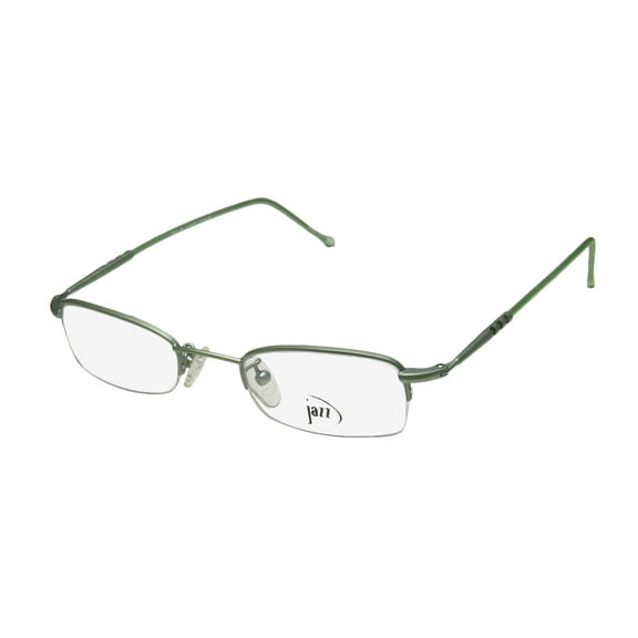 NEW JAZZ 144 MENS/WOMENS DESIGNER HALF-RIM LIGHT GREEN DURABLE COMFORTABLE POPULAR STYLE FRAME DEMO LENSES 46-20-0 FLEXIBLE HINGES EYEGLASSES/EYEWEAR