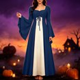 thumbnail image 7 of JOANKDMI Womens Renaissance Medieval Maxi Dress Square Neck Long Bell Sleeve Vintage Irish Over Gown Lace Up Flowy Flattering Costume for Halloween Role Play, 7 of 7