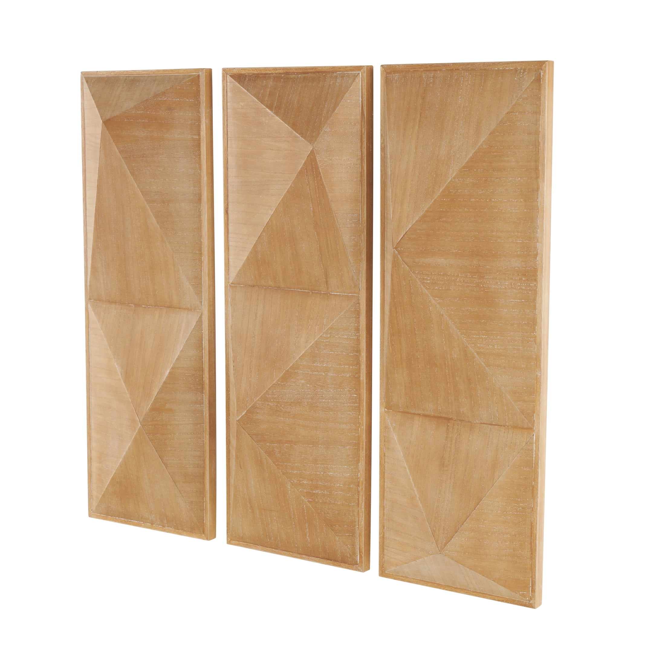 DecMode Brown Wood 3D Geometric Wall Decor (3 Count)