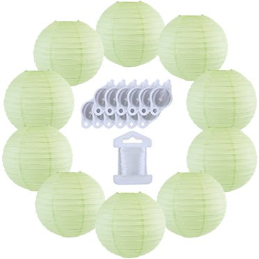 12 Inch Round White Paper Lantern - Cotton Paper, Easy To Assemble & Collapse, For Wedding & Party Decor