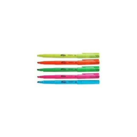 Fluorescent Ink Highlighter - Integra Pen Style Fluorescent Highlighter - Chisel Marker Point Style - Assorted Ink - 5 / Set (ITA36180)