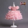 thumbnail image 1 of Vestido de princesa con mangas abullonadas y lentejuelas para niños, vestido de boda, pasarela, disfraz de presentadora, 1 of 6