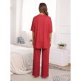 thumbnail image 4 of MINTREUS Lounge Sets for Women Knit Short Sleeve Tops and Long Pants Soft Comfy Pajamas Set Oversized 2 Piece Outfits S-4X, 4 of 8