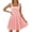 Pink, variant on Women's Square Neck Tie Shoulder Mini Dress Fit and Flare Sleeveless Casual Graduation Party Dress