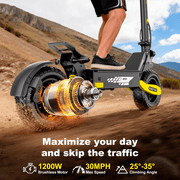 EOEOTWO Off Road Electric Scooter for Adults,Top Speed 30MPH ,48V 23.4AH 40Miles Long Range 1200W E-Scooter for Adults, Commuting E-Scooter with 11 All TerrainTires, Full Suspension