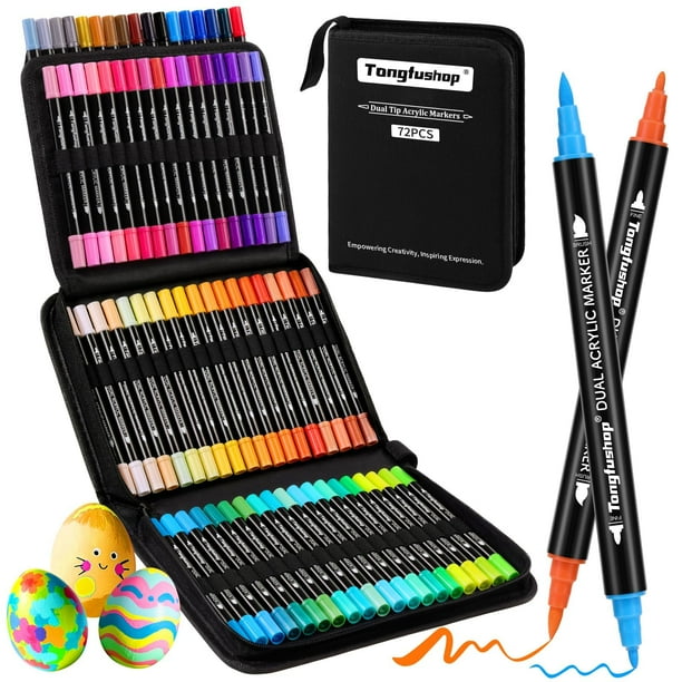 Marcadores de pintura acrílica Tongfushop, 72 colores, doble punta