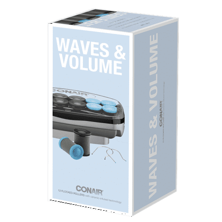 Conair Professional Jumbo and Super-Jumbo Ceramic Hot Hair Rollers, 12 Piece Set, Blue