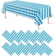 12 Pack Oktoberfest Tablecloth: 54"×108", Blue/White Bavarian Flag, Disposable Table Cover, Party Backdrop Decor – Home Decor