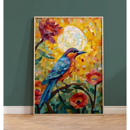 POSTER Collage Wall Art Print Bird Painting Boho Housewarming Gift Animal Airbnb-12x18-UNFRAMED