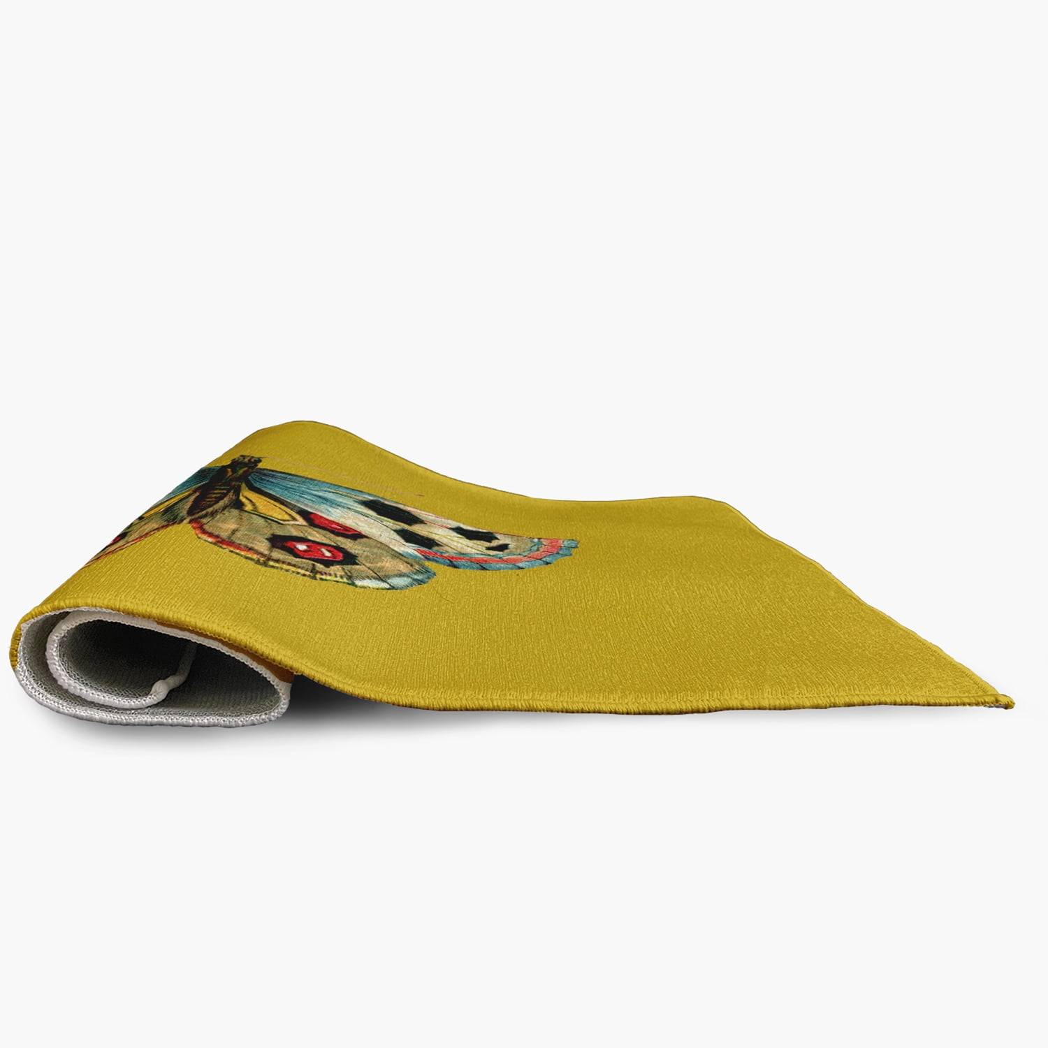 18" x 30" Simply Daisy Brushfoot Butterfly Novelty Chenille Area Rug, Mustard Yellow