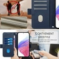 thumbnail image 4 of ELEHOLD Case for Samsung Galaxy S24 FE, RFID Blocking Crossbody Wallet Case, Floral PU Leather Flip Cover with Card Slots & Shoulder Strap & Wrist Lanyard,Darkblue, 4 of 8
