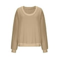 thumbnail image 6 of Htigea Womens Deep V-Neck Sweatshirts Raglan Long Sleeve Pullover Top Soft Fleece Lined Fall Winter Sweatshirt Beige S, 6 of 7