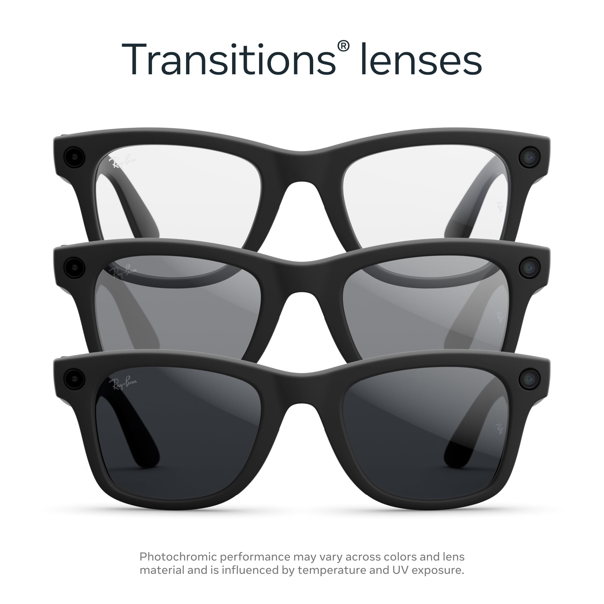 Ray-Ban Meta (Gen 2), Wayfarer Large, Matte Black, Transitions® Grey Lenses | Smart AI Glasses