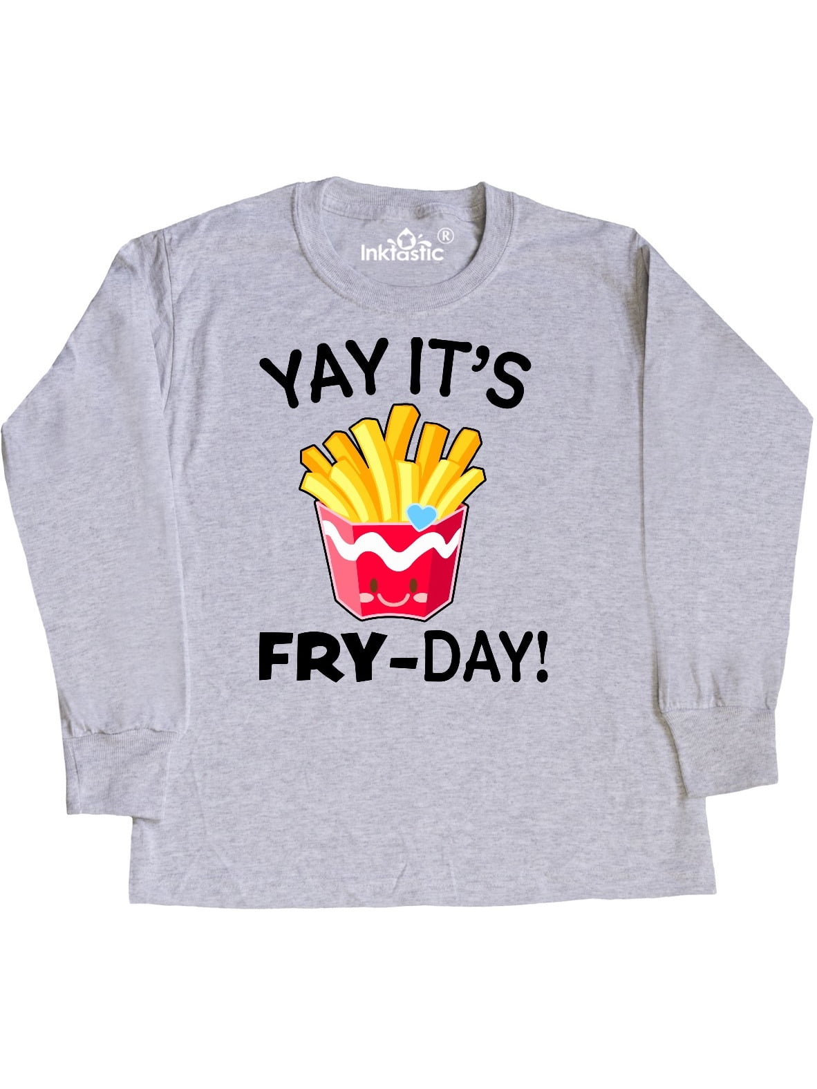 Yay Its Fry Day with Cute French Fries Youth Long Sleeve TShirt