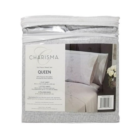 Charisma Queen 100 Polyester Microfiber 6 Piece Sheet Set Tweed