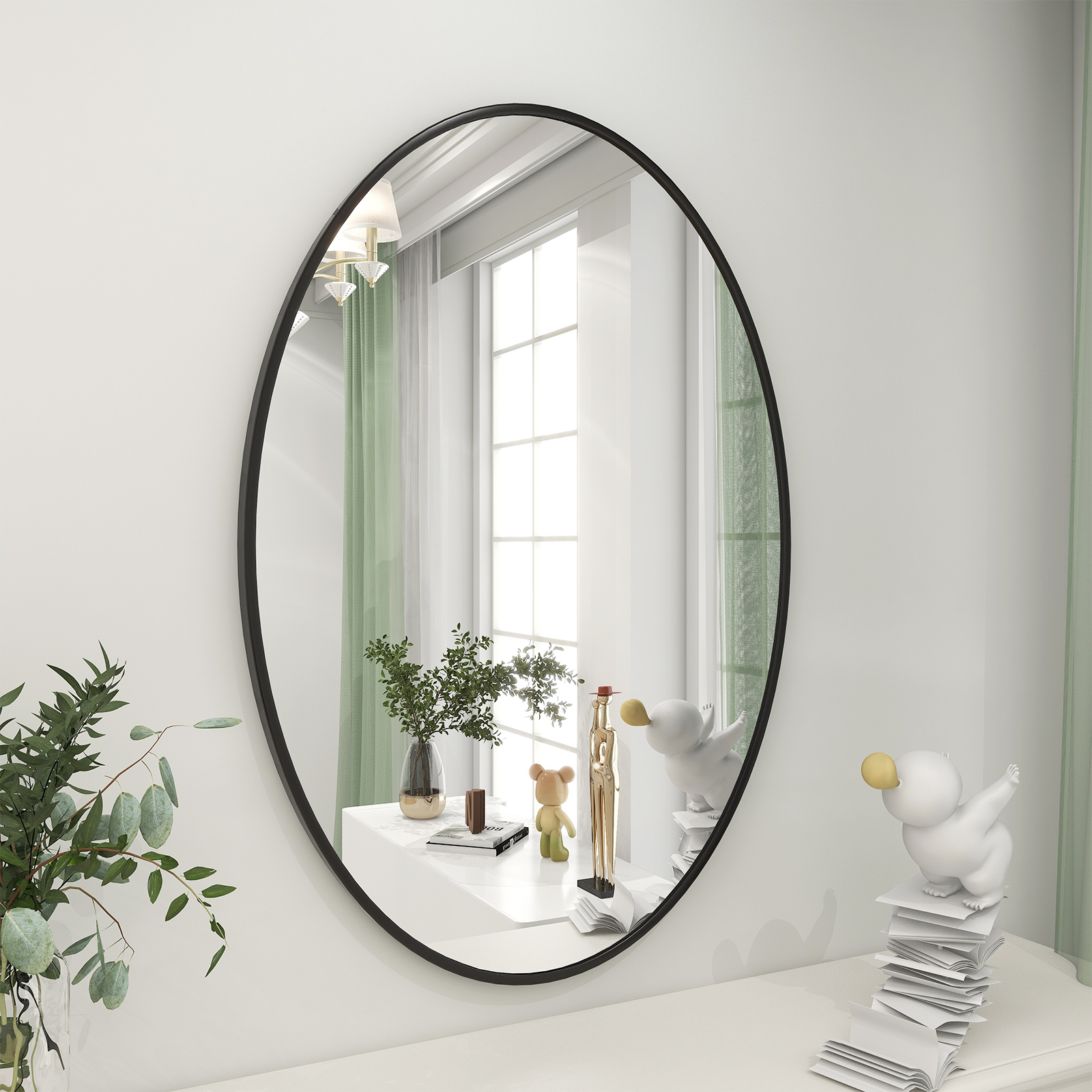  BEAUTYPEAK 24 x 36 Wall Mirror, Deep Frame Bathroom Mirror  with ShatterVue™ Technology Nano-strengthened Glass, Farmhouse Look Wall  Mounted Vanity Mirror Hanging Horizontally or Vertically, Black : Home &  Kitchen