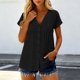 thumbnail image 2 of Camisetas de Manga Corta Extra Larga para las Mujeres con Cuello en V Botón Placa con Cuello Blusa de Túnica, Camisa de Manga Larga Azul Claro Mujeres, 2 of 8