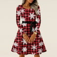 thumbnail image 2 of Hogleaql Fall Dresses for Women 2025 Round Neck Dressy Long Sleeve A-Line Plus Size Swing Dress Floral Printed Lightweight Midi Length Vintage Winter Casual Flowy Bow Tie Dress Outfit Red 5XL, 2 of 5