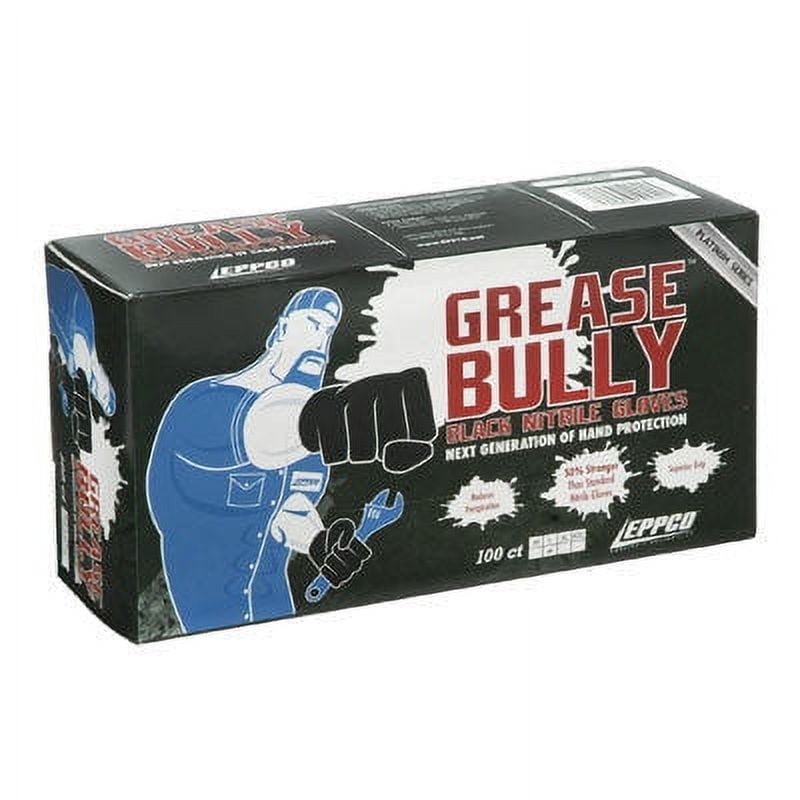 Eppco Grease Bully Nitrile Gloves, Powder and Latex Free, Black, 6MIL, Microtexture, Large, 10 Boxes