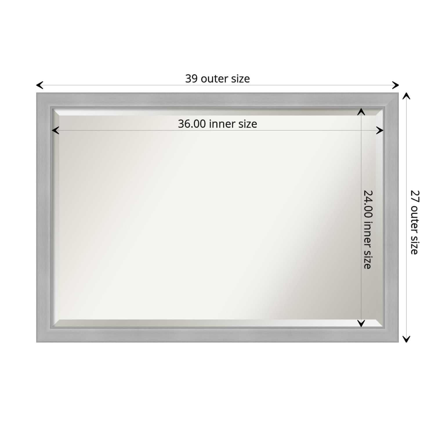 Amanti Art Beveled Bathroom Wall Mirror Vista Brushed Nickel Frame