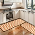 thumbnail image 3 of Kitchen Rugs Sets Of 2,Orange and White Diamond Pattern Anti Fatigue Kitchen Mat Rugs Non Slip Washable,Decorative Kitchen Floor Mats for Kitchen,Sink,Laundry,17"x47"+17"x47", 3 of 5