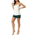 thumbnail image 4 of INSPIRE CHIC Women's Loungewear Solid Color Ruffle Trim Camisole Tops with Shorts Pajama Sets S White, 4 of 6