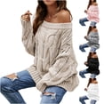 thumbnail image 1 of Wiyuqeen Off Shoulder Sweaters for Women Oversized Cable Knit Pullover Long Sleeve Chunky Sweaters Solid Loose Fit Sweater for Fall, 1 of 9