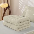 thumbnail image 6 of Manfei Twinkling Stars Print Zipper Queen Comforter Set with Fitted Sheet and 2 Pillowcases,Sprinkle Print Zipper Bedding Set,Beige White,Light Gray Reversible,4pcs, 6 of 8
