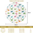 thumbnail image 2 of Dinosaur and Floral White Pattern Round Tablecloth 60"x60", Wrinkle Resistant Wipeable Table Cover for Kitchen Dining Room Picnic Patio and Party, 2 of 2