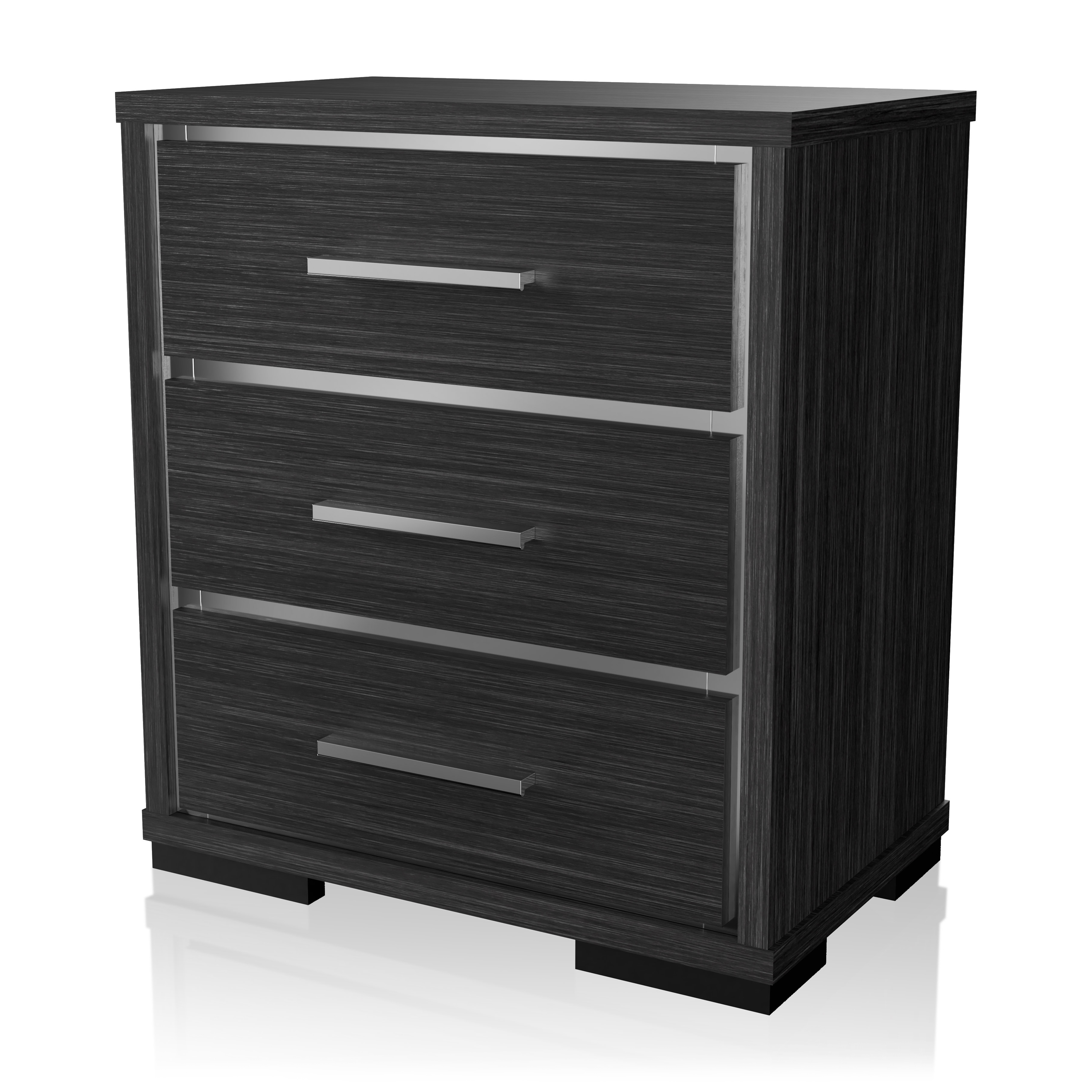 Furniture of America Henly Contemporary Nightstand with 3-Drawer, Warm Gray